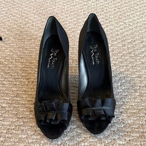 Touch of Nina Elegant Black Ruffle Heels